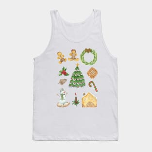 Christmas watercolor icons Tank Top